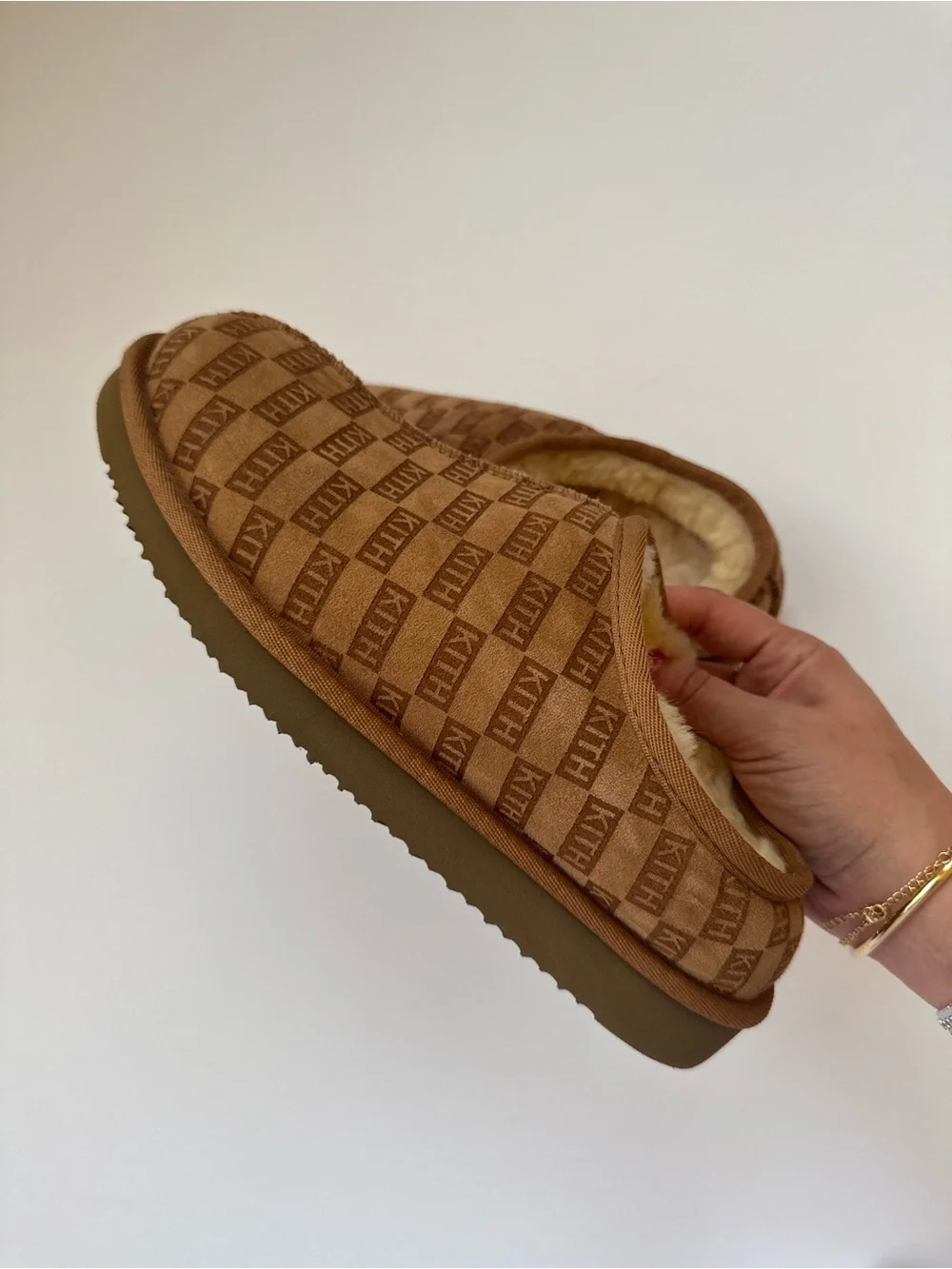KITH Kithmas Monogrammed Shearling Slippers